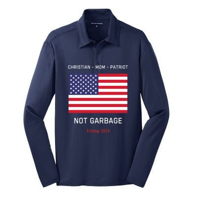 Garbage Donald Trump Maga Republican Mom Christian Patriot Silk Touch Performance Long Sleeve Polo