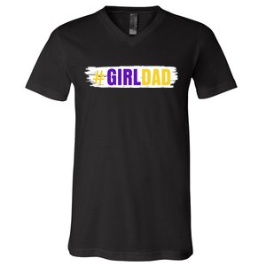 Girl Dad Tribute Memorial # Girl Dad Distressed V-Neck T-Shirt