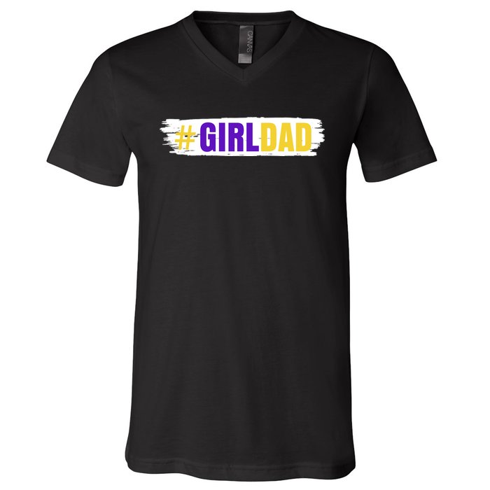 Girl Dad Tribute Memorial # Girl Dad Distressed V-Neck T-Shirt