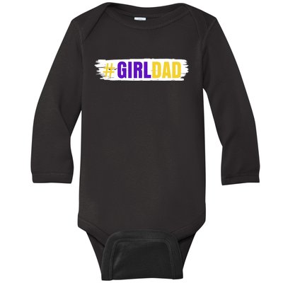 Girl Dad Tribute Memorial # Girl Dad Distressed Baby Long Sleeve Bodysuit