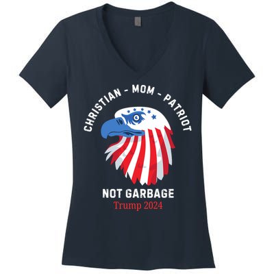 Garbage Donald Trump Maga Republican Mom Christian Patriot Women's V-Neck T-Shirt