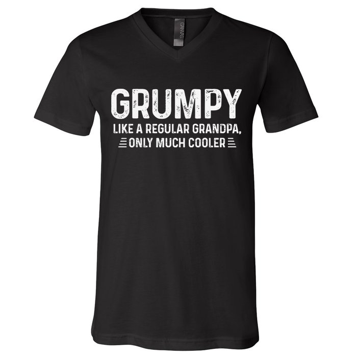 Grumpy Definition Tee Like A Regular Grandpa Only Cooler V-Neck T-Shirt