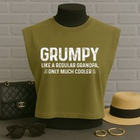 Grumpy Definition Tee Like A Regular Grandpa Only Cooler Garment-Dyed Women's Muscle Tee