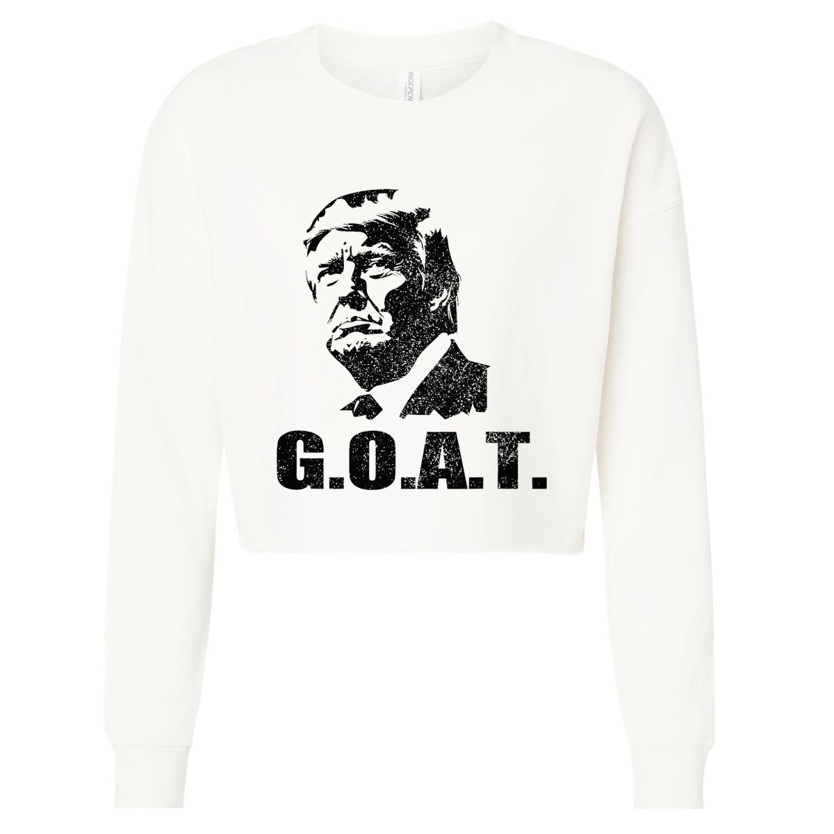 Goat Donald Trump 2024 Election Patriotic Political Humor Cropped Pullover Crew