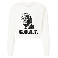 Goat Donald Trump 2024 Election Patriotic Political Humor Cropped Pullover Crew