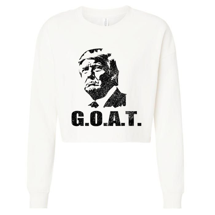 Goat Donald Trump 2024 Election Patriotic Political Humor Cropped Pullover Crew