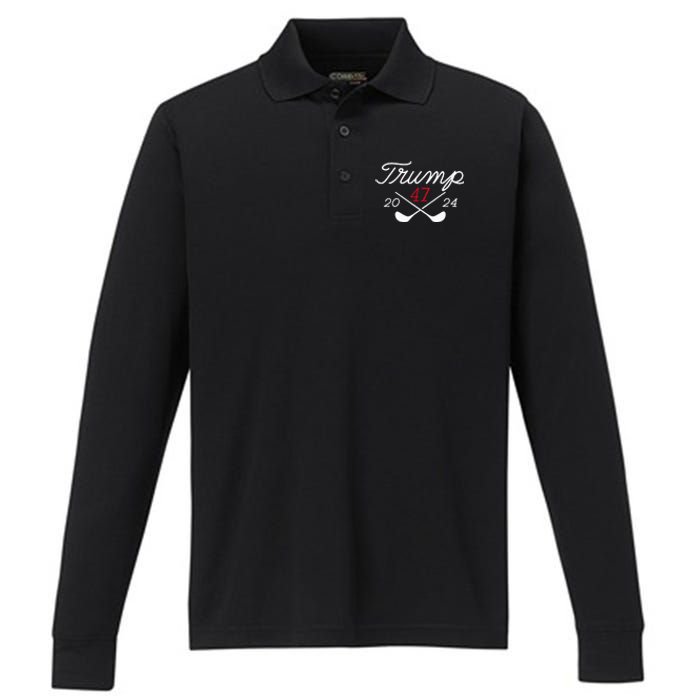 Golf Donald Trump 47 2024 Performance Long Sleeve Polo