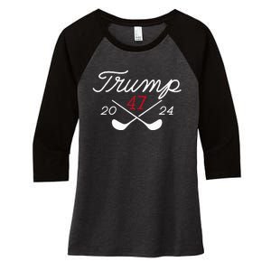 Golf Donald Trump 47 2024 Women's Tri-Blend 3/4-Sleeve Raglan Shirt