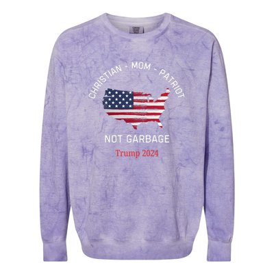 Garbage Donald Trump Maga Republican Mom Christian Patriot Colorblast Crewneck Sweatshirt