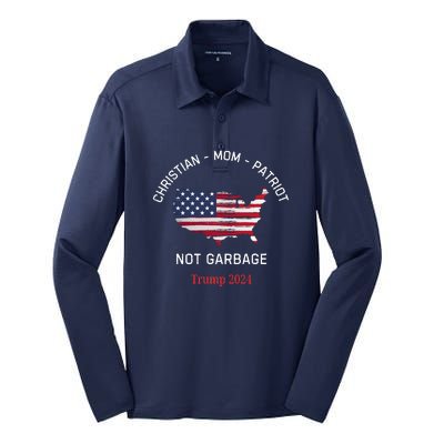 Garbage Donald Trump Maga Republican Mom Christian Patriot Silk Touch Performance Long Sleeve Polo