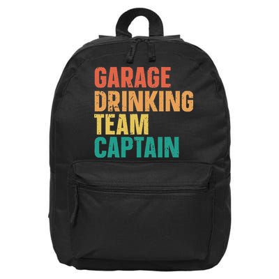 Garage Drinking Team Captain Retro Vintage 16 in Basic Backpack