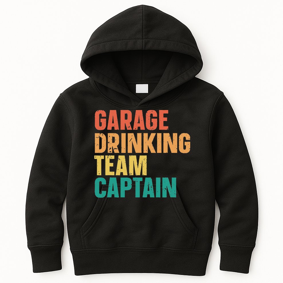 Garage Drinking Team Captain Retro Vintage Kids Hoodie