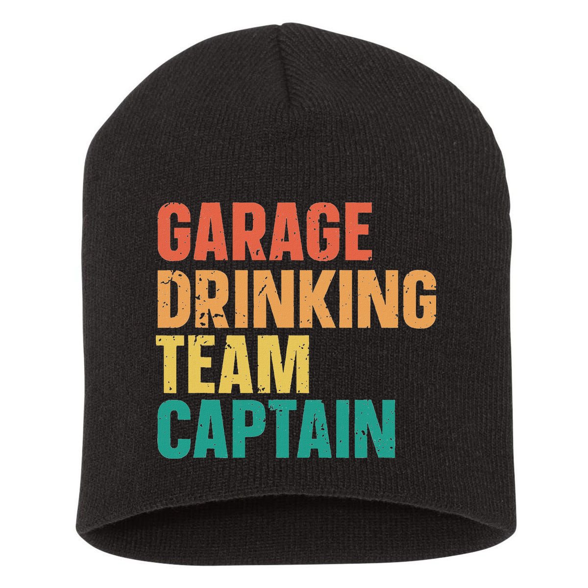 Garage Drinking Team Captain Retro Vintage Short Acrylic Beanie