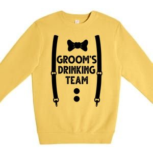 Grooms Drinking Team Funny Wedding Suit Premium Crewneck Sweatshirt