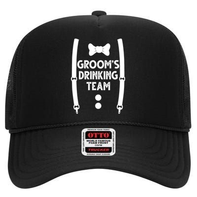 Grooms Drinking Team Funny Wedding Suit High Crown Mesh Back Trucker Hat