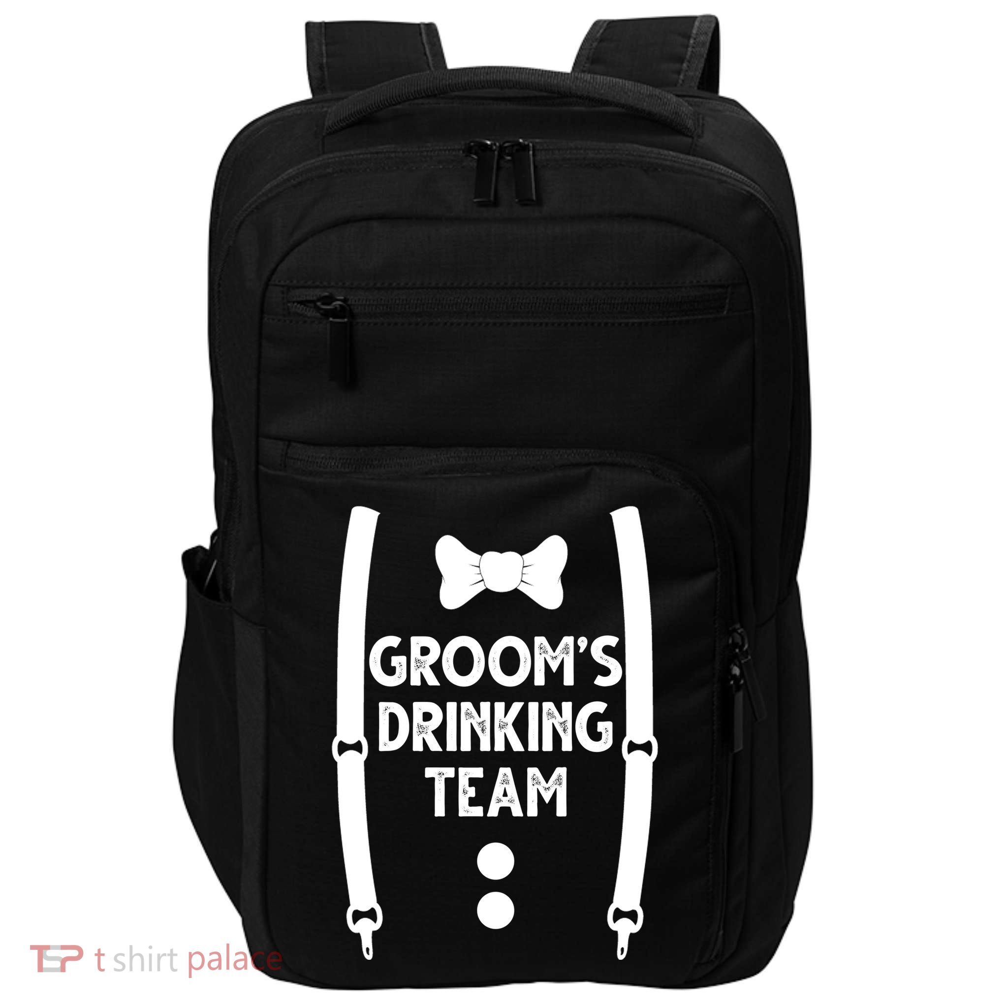 Grooms Drinking Team Funny Wedding Suit Impact Tech Backpack