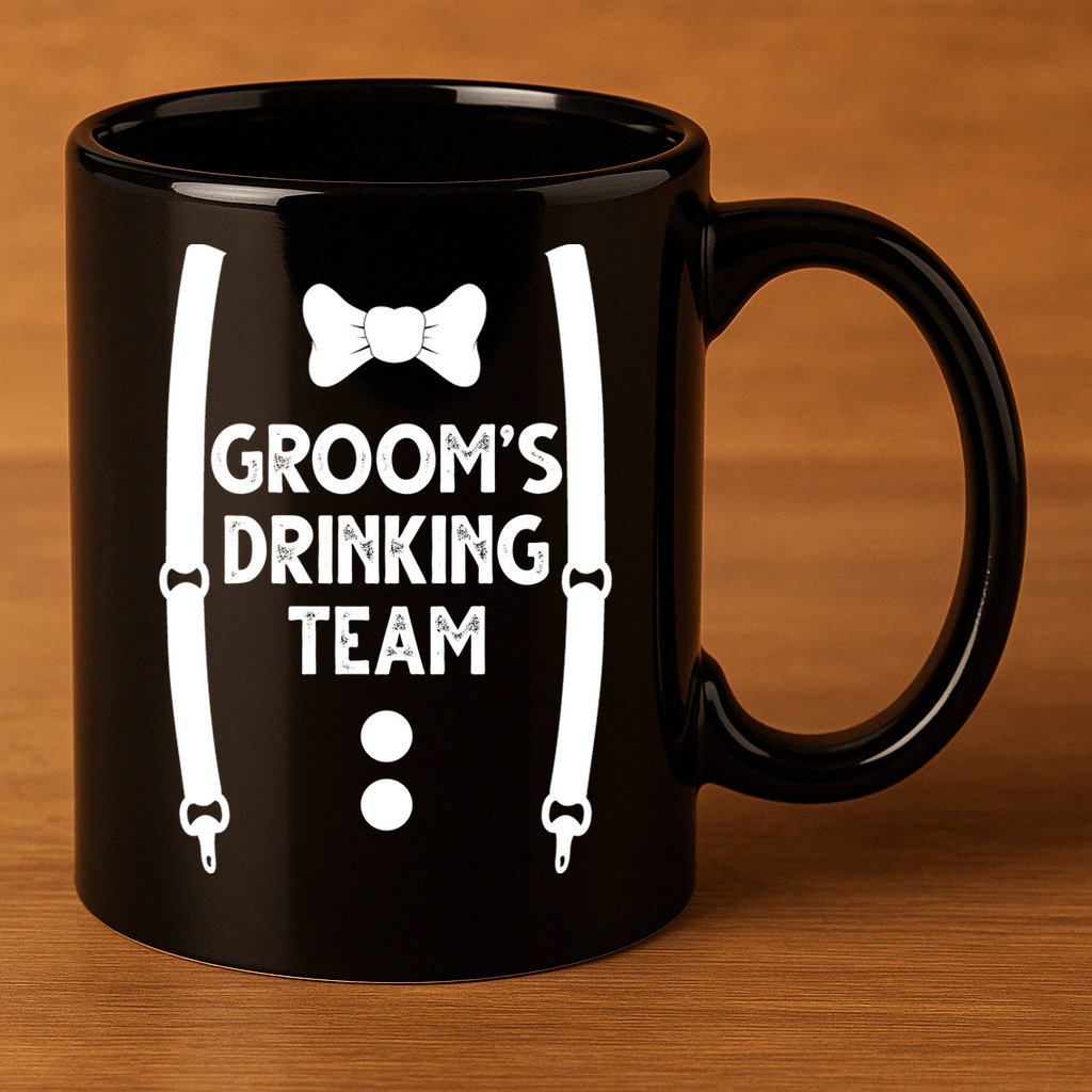 Grooms Drinking Team Funny Wedding Suit 11oz C Handle Ceramic Mug