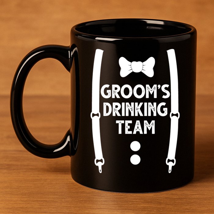 Grooms Drinking Team Funny Wedding Suit 11oz C Handle Ceramic Mug