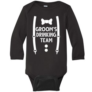 Grooms Drinking Team Funny Wedding Suit Baby Long Sleeve Bodysuit