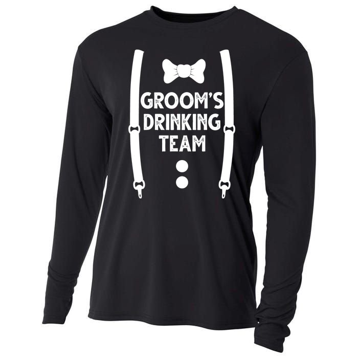 Grooms Drinking Team Funny Wedding Suit Cooling Performance Long Sleeve Crew