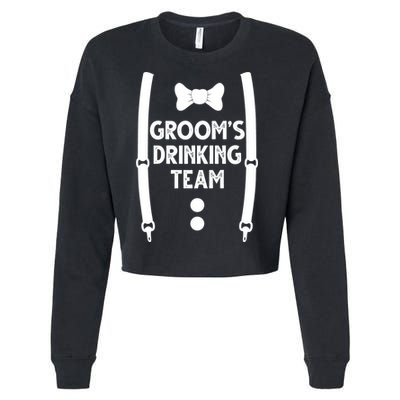 Grooms Drinking Team Funny Wedding Suit Cropped Pullover Crew