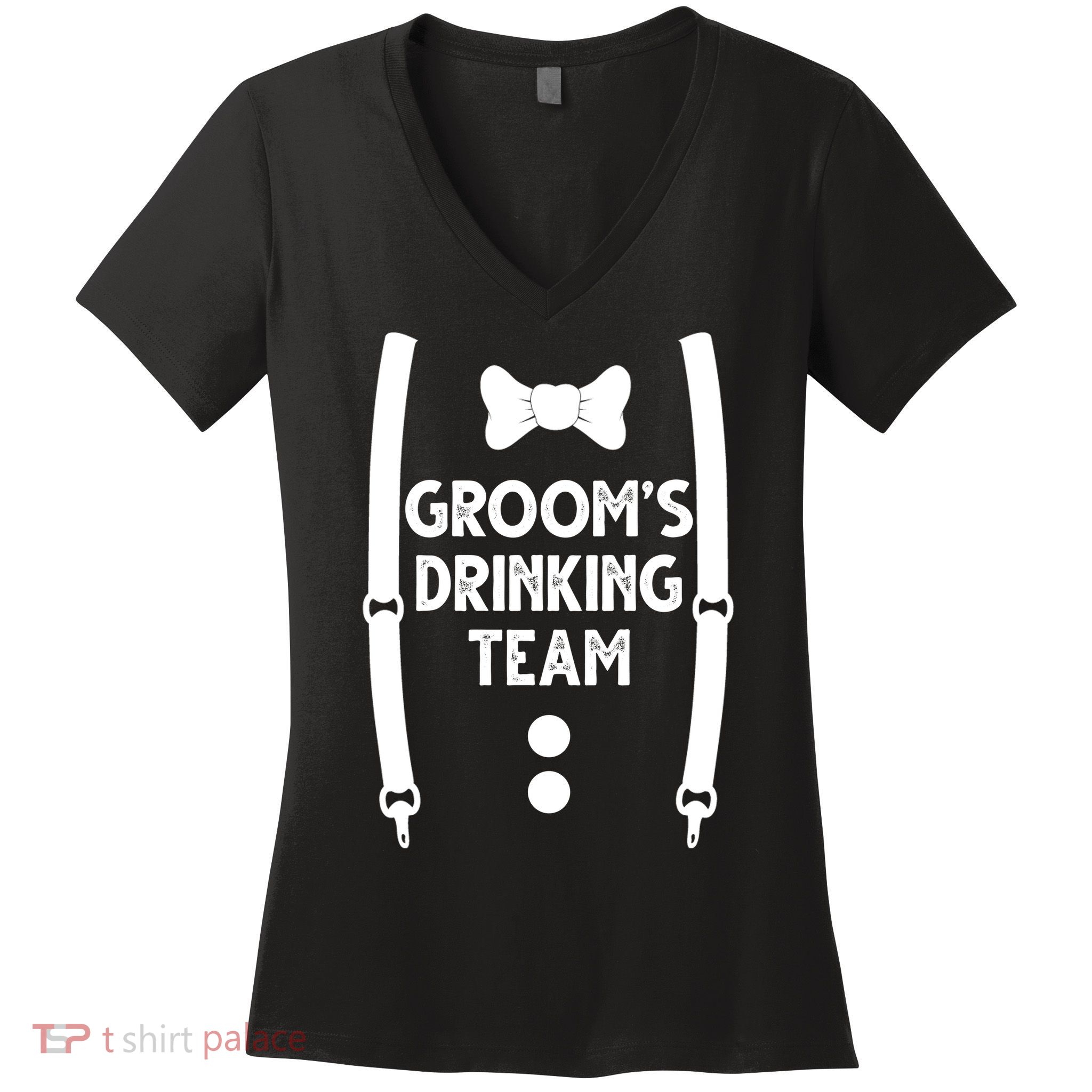 Grooms Drinking Team Funny Wedding Suit Women's V-Neck T-Shirt