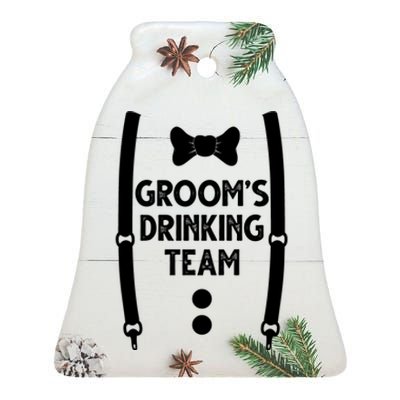 Grooms Drinking Team Funny Wedding Suit Ceramic Bell Ornament