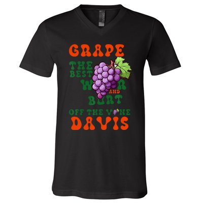 Grape Davis The Best Wr And Burt Off The Vine V-Neck T-Shirt