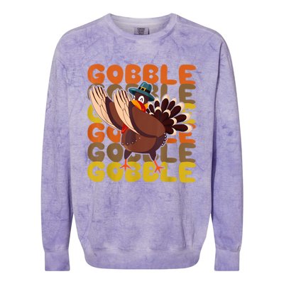 Gobble Dabbing Turkey Thanksgiving Day Pilgrim BoysShirtsShirt Colorblast Crewneck Sweatshirt