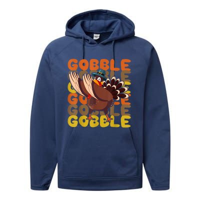 Gobble Dabbing Turkey Thanksgiving Day Pilgrim BoysShirtsShirt Performance Fleece Hoodie