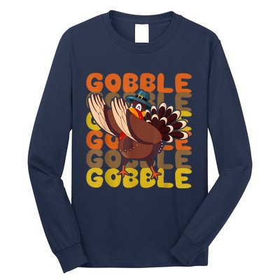 Gobble Dabbing Turkey Thanksgiving Day Pilgrim BoysShirtsShirt Long Sleeve Shirt