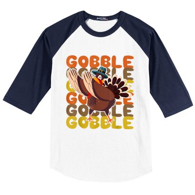 Gobble Dabbing Turkey Thanksgiving Day Pilgrim BoysShirtsShirt Baseball Sleeve Shirt