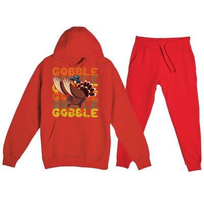 Gobble Dabbing Turkey Thanksgiving Day Pilgrim BoysShirtsShirt Premium Hooded Sweatsuit Set