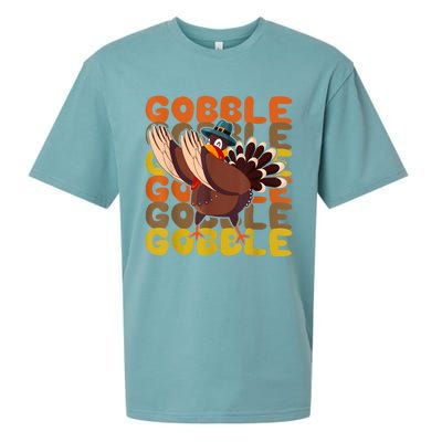 Gobble Dabbing Turkey Thanksgiving Day Pilgrim BoysShirtsShirt Sueded Cloud Jersey T-Shirt