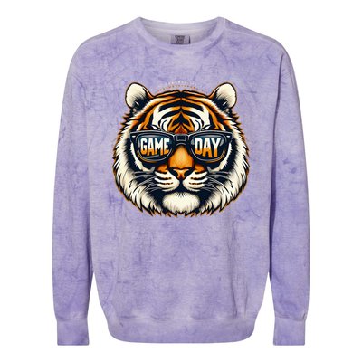 Game Day Thanksgiving Tiger Cool Touchdown American Football Colorblast Crewneck Sweatshirt