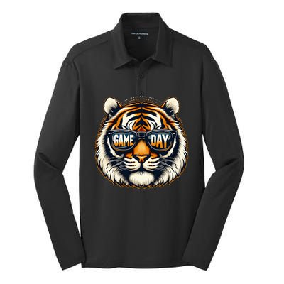 Game Day Thanksgiving Tiger Cool Touchdown American Football Silk Touch Performance Long Sleeve Polo