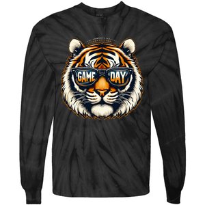 Game Day Thanksgiving Tiger Cool Touchdown American Football Tie-Dye Long Sleeve Shirt