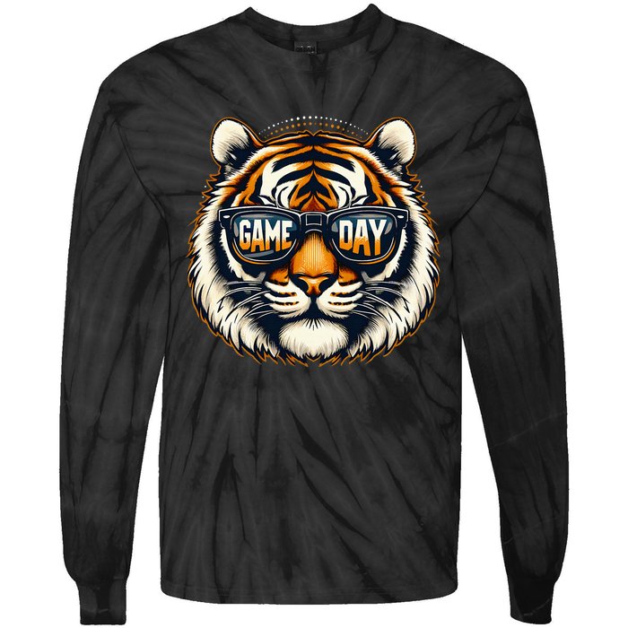 Game Day Thanksgiving Tiger Cool Touchdown American Football Tie-Dye Long Sleeve Shirt