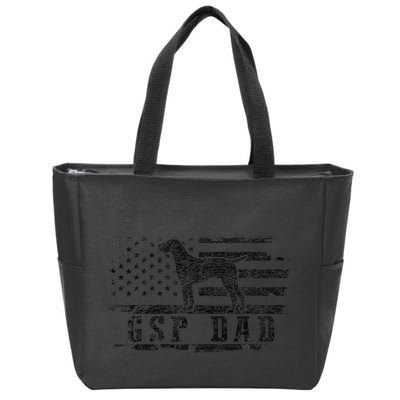 Gsp Dad Usa American Flag German Shorthaired Pointer Dog Zip Tote Bag