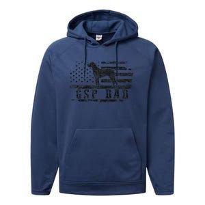 Gsp Dad Usa American Flag German Shorthaired Pointer Dog Performance Fleece Hoodie