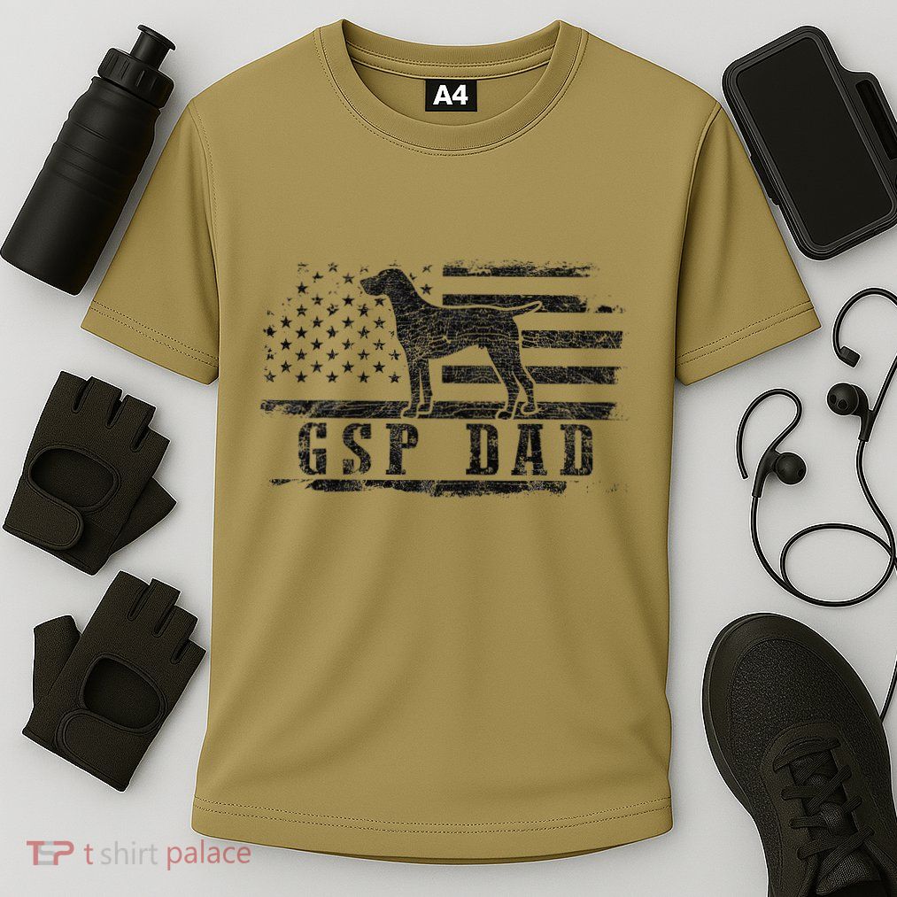 Gsp Dad Usa American Flag German Shorthaired Pointer Dog Performance Shirt