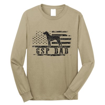 Gsp Dad Usa American Flag German Shorthaired Pointer Dog Long Sleeve Shirt