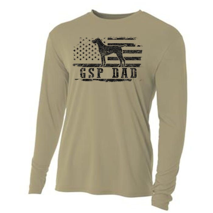 Gsp Dad Usa American Flag German Shorthaired Pointer Dog Cooling Performance Long Sleeve Crew