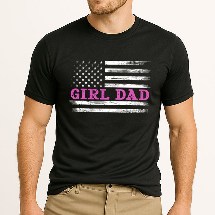 Girl Dad Usa Vintage Flag Cute Fathers Day Gift Performance Shirt