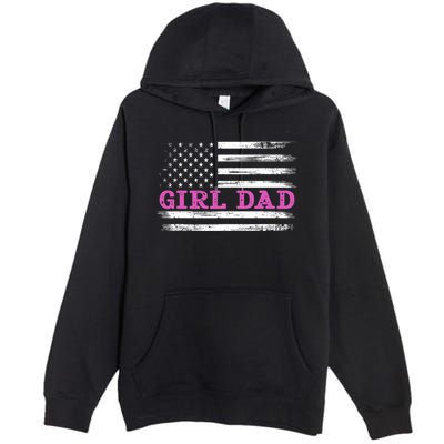 Girl Dad Usa Vintage Flag Cute Fathers Day Gift Premium Pullover Hoodie