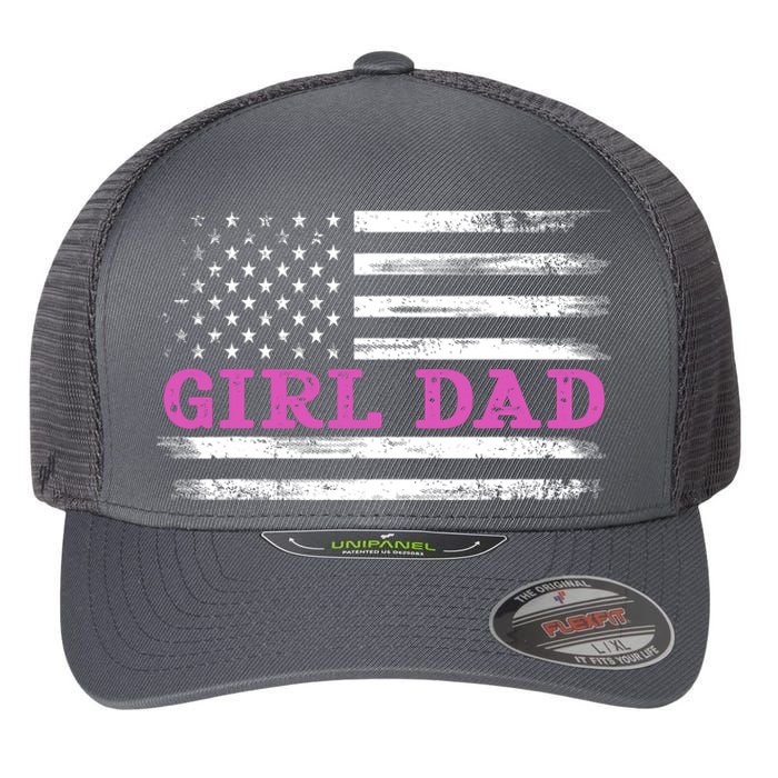 Girl Dad Usa Vintage Flag Cute Fathers Day Gift Flexfit Unipanel Trucker Cap