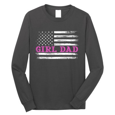 Girl Dad Usa Vintage Flag Cute Fathers Day Gift Long Sleeve Shirt