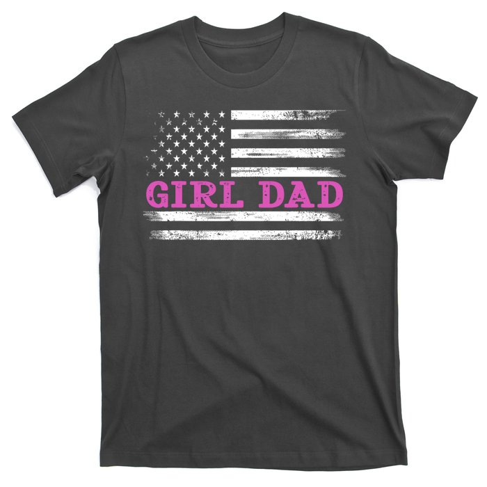 Girl Dad Usa Vintage Flag Cute Fathers Day Gift T-Shirt