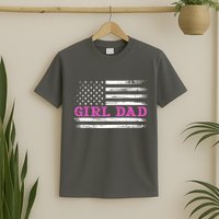Girl Dad Usa Vintage Flag Cute Fathers Day Gift T-Shirt