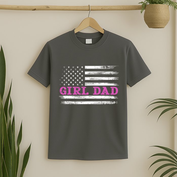Girl Dad Usa Vintage Flag Cute Fathers Day Gift T-Shirt